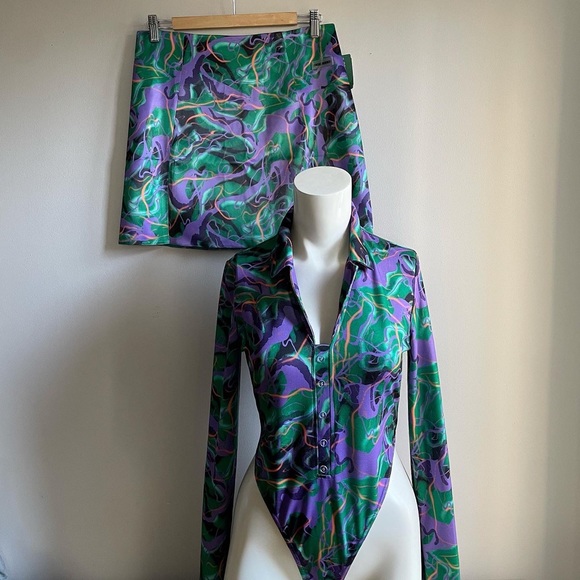 NWT Local Heroes Abstract Print Bodysuit and Skirt. - Picture 4 of 8